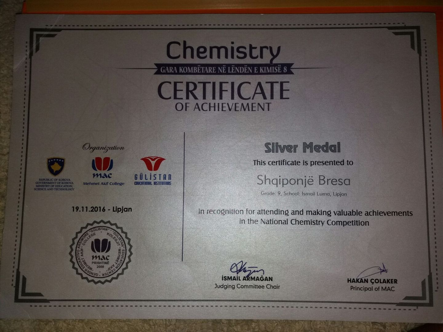 Shqiponjë Bresa S Post On Goodwall Silver Medal In The National