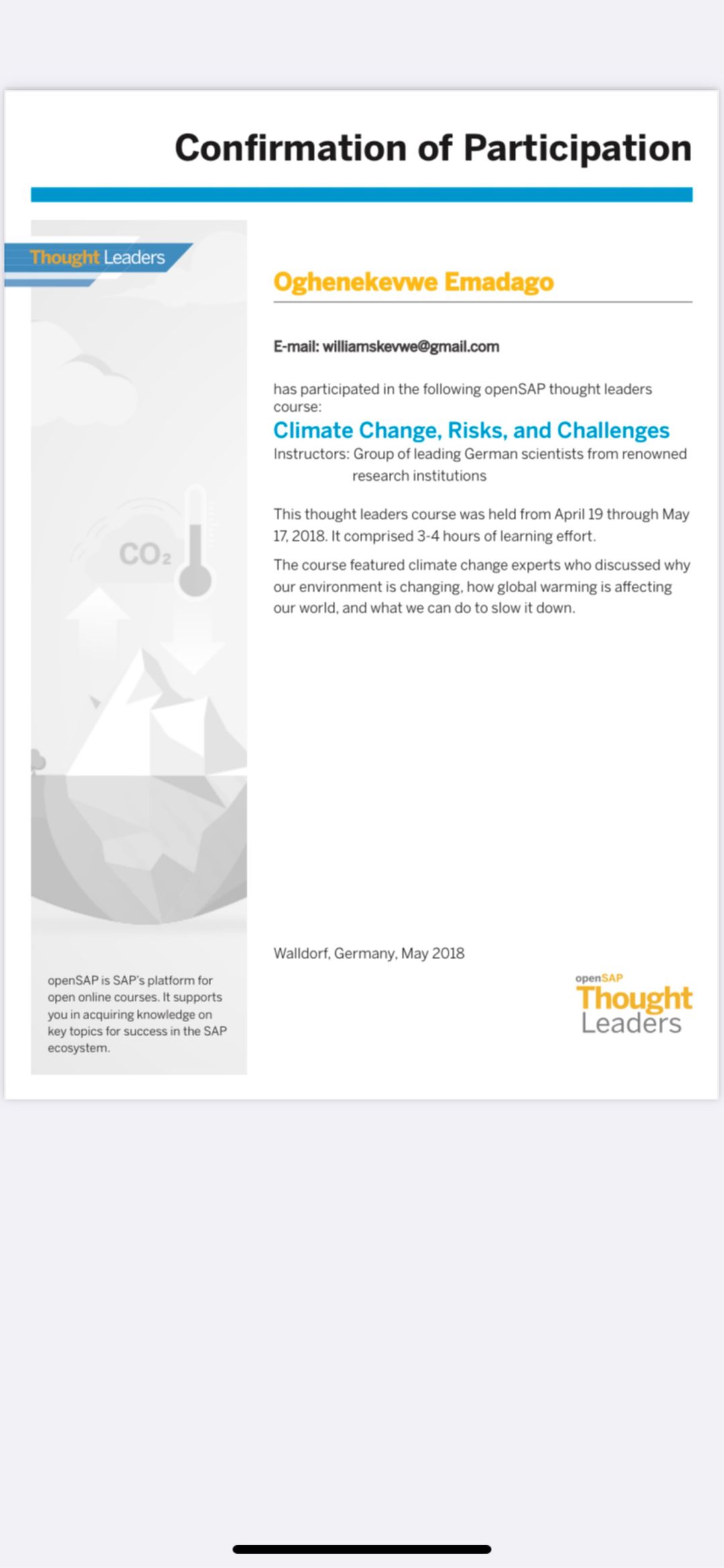 Oghenekevwe William S Post On Goodwall Here Is My Certificate Of