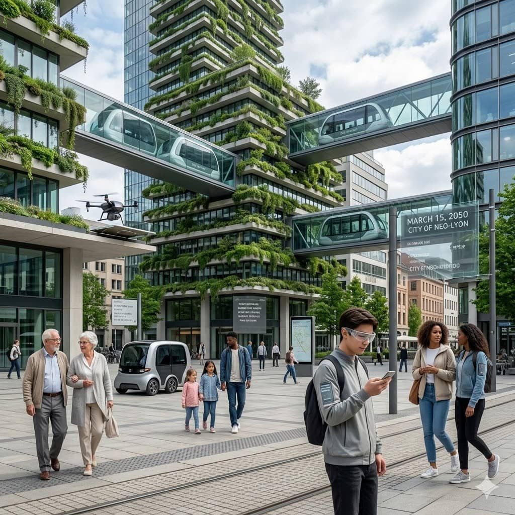Kelly's post on Goodwall - The image depicts a biophilic 2050 where ...